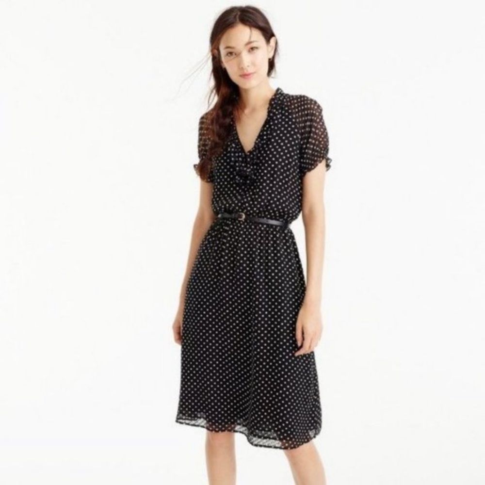 J Crew Black Swiss Dot Silk Dress| Size 6
